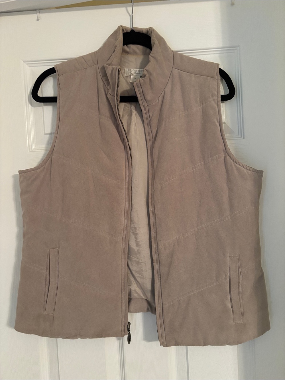 Christopher & Banks Light Taupe Quilted Vest